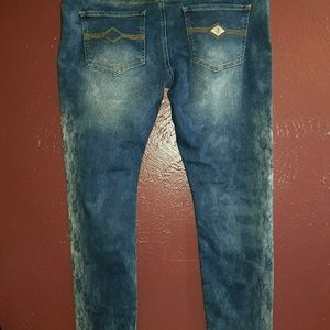 Vintage wash denim red jeans NYC